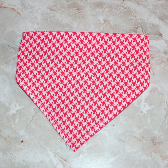 Hand Crafted Cat Hand Crafted Pink Houndstooth Cat Bandana Velcro